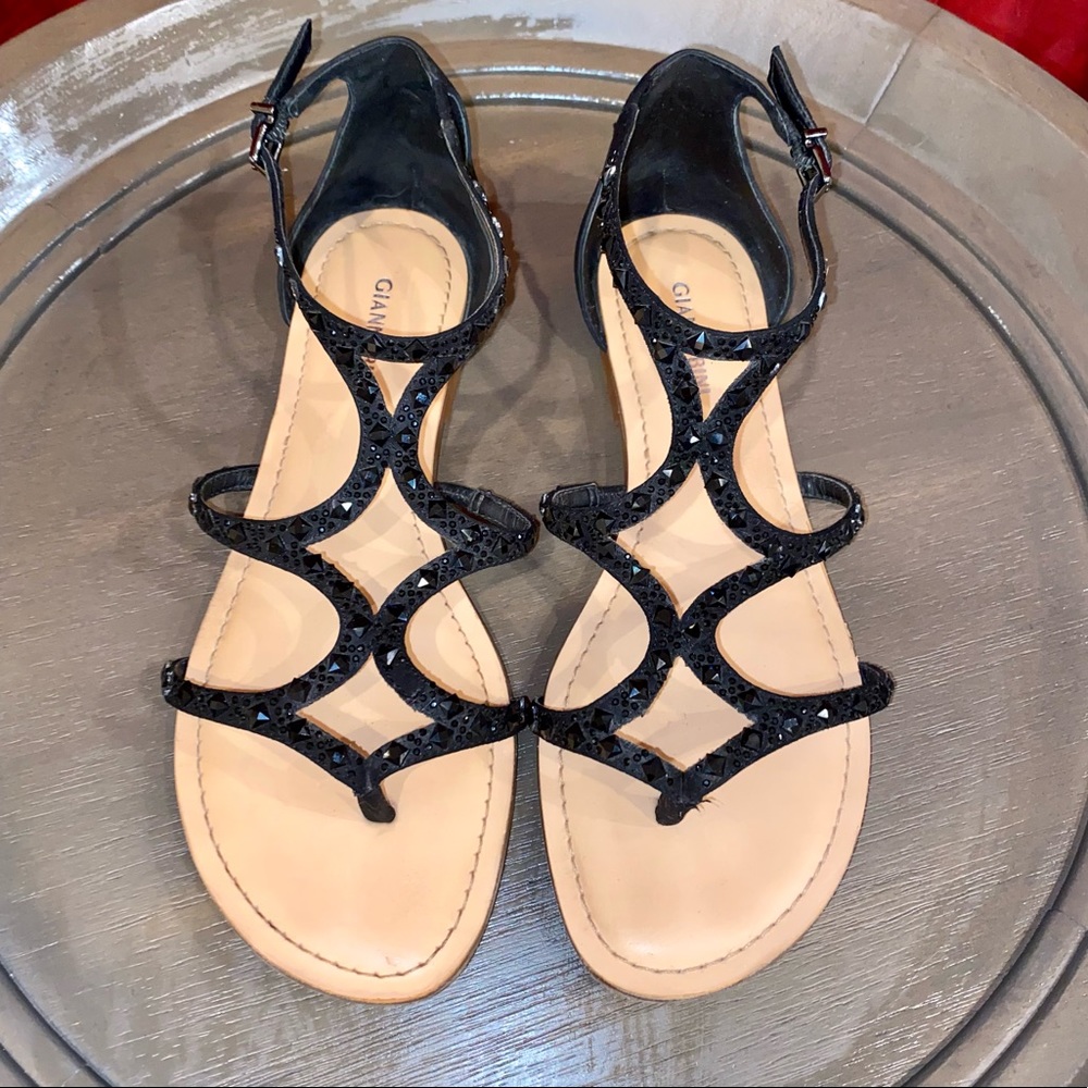 SOLD Gianni Bini Black Rhinestone Sandals